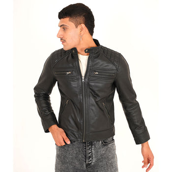 Men's Black Quilted Leather Jacket