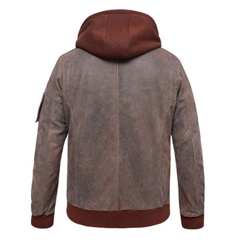Men's Cracker Brown Bomber Leather Biker Jacket