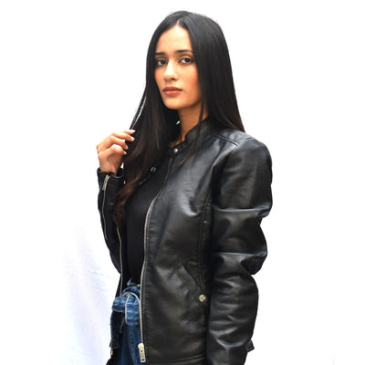 Women's Duluth Black Biker Leather Jackets