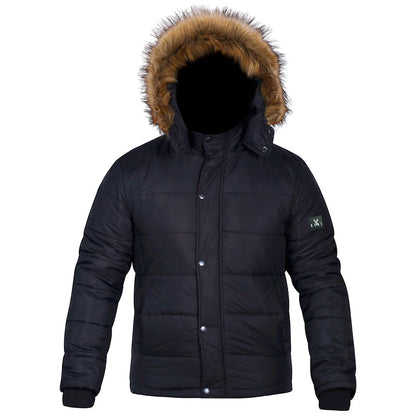 メンズ パファー レザー コート ジャケット ファー フード