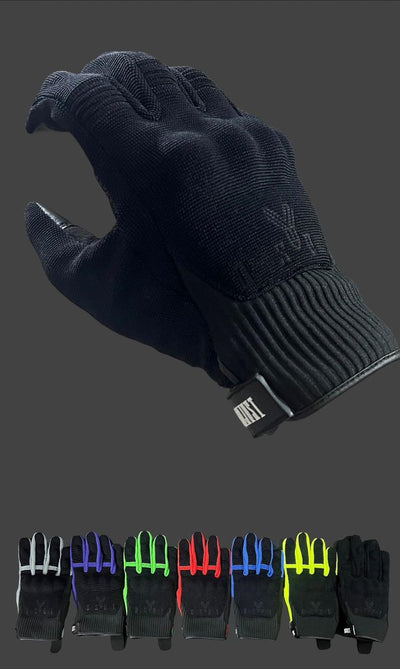 Yoshi Polyester Black Motorcycle Motorbike Gloves